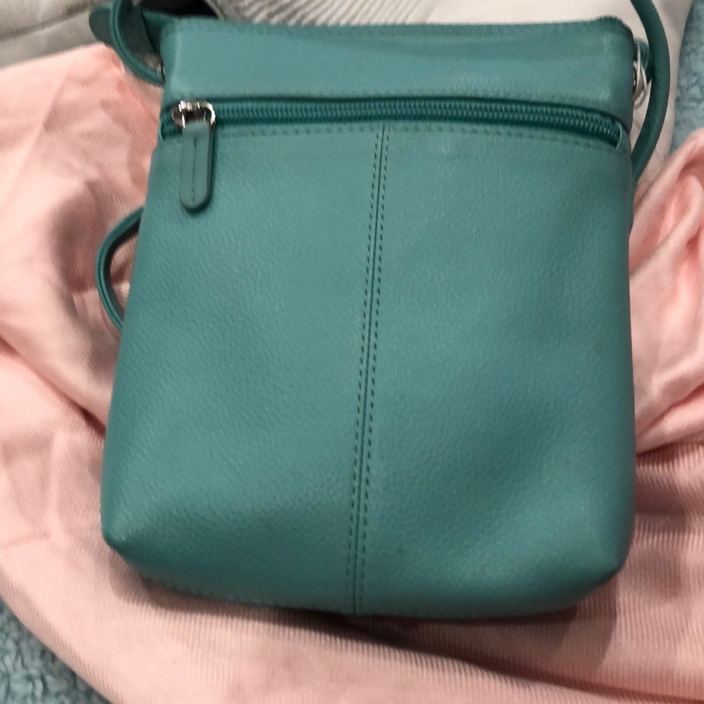 Aqua Leather Rhinestone Crossbody Bag - Picture 4 of 4